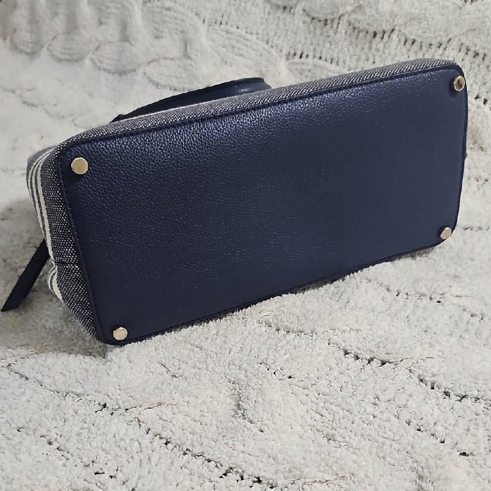 Kate Spade Larchmont Avenue Evangelie Blue And White Striped Purse - Picture 10 of 11